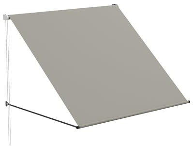 QEENTOE Toldo de 150 x 145 cm, resistente a la intemperie, de acero, resistente a los rayos UV, para ventanas, balcón y terraza (gris)