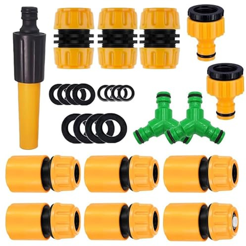 SRJQXH 14 Pezzi Connettore Tubo Giardino, Materiale ABS Raccordo Tubo Acqua Giardino, con Splitter a y e Prolunga, Attacchi Rapidi Acqua, per Collegamento Tubo da Giardino