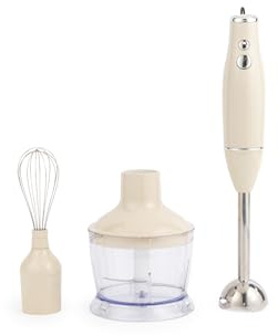 Salter Retro Set Frullatore 3-in-1 – Motore da 600W, 2 Velocità, Frusta e Lame in Acciaio Inox, Ciotola Tritatutto da 500ml, Frullatore a Immersione per Montare, Frullare & Tritare, Crema
