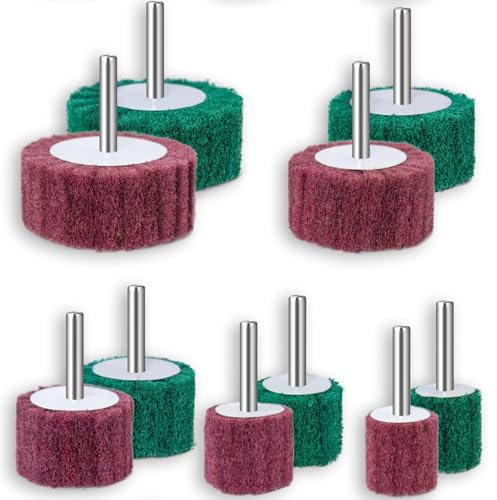 10-teiliges Fächerschleifer Set, Flexible Vlies-Schleifscheiben 25-60mm für Bohrer & Multitool, Zum Entfernen von Rost, Farbe und zum Polieren