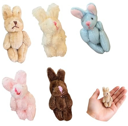 Süße Kuscheltiere für Ostern – 5x 6 cm Plüschhasen, handgemacht, perfekte Deko für Geschenk & Sammelobjekt, ideal für Ostern, Geburtstagsfeiern, Valentinstag & Weihnachten
