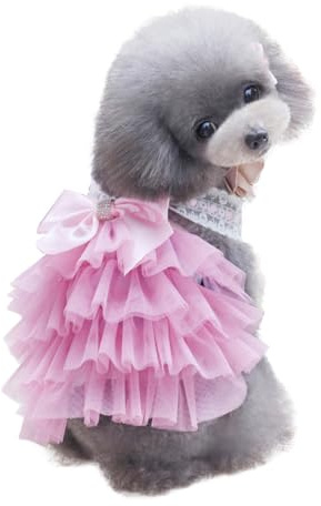 VALICLUD Welpen Spitzenkleid Mit Tutu-Rock Und Schleife Für Hunde Kleid Für Haustiere Für Spaziergänge Und Fotoshootings