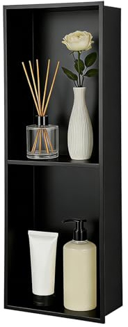 OUGPIU Niche de Douche,Niche Salle de Bain a Encastrer en Acier Inoxydable 304,60x20x15cm Niche Murales,Double Couche,Pas de Carrelage Nécessaire,Scellé et Étanche