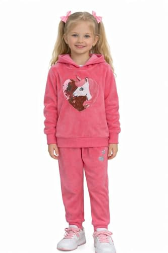 Girls Fashion Mädchen Nicki Anzug Einhorn Jogginganzug Hausanzug Kuschelanzug Pailletten MF626e