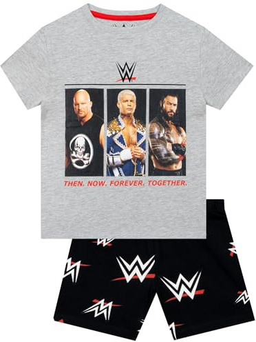 WWE Pigiama Corto da Bambino, Set con Maglia A Maniche Corte E Pantaloncini per Ragazzo, Pigiama Wrestling per Bambino