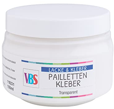 VBS Paillettenkleber 150ml Schmucksteinkleber Klebbstoff klar Kleber