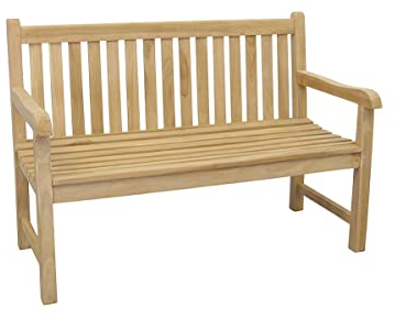 Antike Fundgrube Gartenbank Sitzbank Gartenmöbel 2-Sitzer aus massiven Teak Holz 130 cm -2671-