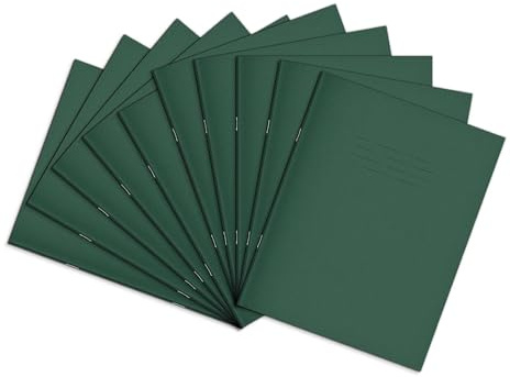 Rhino A5+ Exercise Books, 5mm Squared, 80-Page / 100-Pack, Dark Green 9 x 7 | Notebooks with Small-Squared Paper, Ideal for Maths Lessons - Perfect for Calculations, Plotting Charts & Technical Drawing
