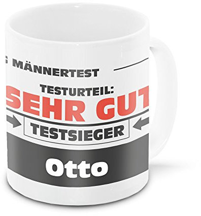 Namens-Tasse Otto mit Motiv Stiftung Männertest, weiss | Freundschafts-Tasse - Namens-Tasse