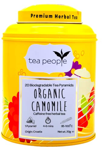 Tea People Organic Camomile Tea Pyramids in a Tin Caddy (Pack of 20)