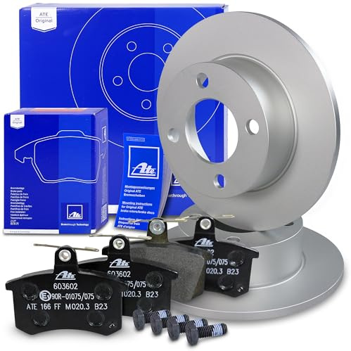 ATE Bremsenset Hinterachse inkl. Bremsscheiben hinten Ø 245 mm voll und Bremsbeläge hinten Kompatibel mit AUDI 100 C3 Avant, 80 B3, B4, B2, B3