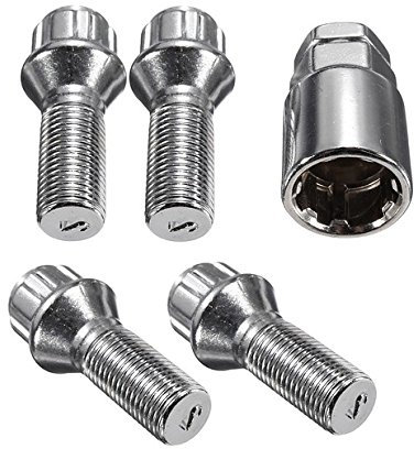 Locking Wheel Nuts/Bolts complete set of 4 + key M12X1.25 2cv, Axel, Berlingo, BX, c15, c2, c3, c4, c5, c6, c7, c25, Picasso, Grand, Dispatch, ds4, Saxo, Xantia, Xsara, ZX