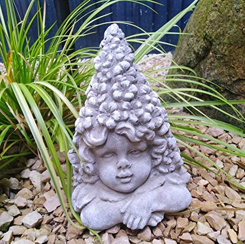 Radami Steinfigur Elfe Gartenfigur Figur Steinguss frostfest Dekofigur Gartendeko (Elfe Blüten)