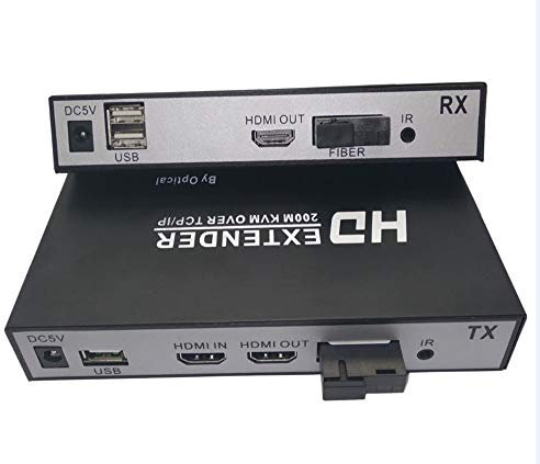 20KM Cable de Fibra óptica HDMI Extender HDMI KVM 1080P Extensor de Fibra óptica HDMI Transmisor y Receptor Distancia de transmisión de hasta 500 Metros, Modo único 20 KM