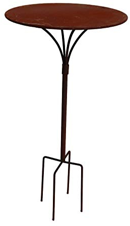 Hirsch Terracotta Gartenstecktisch stabil und massiv Deko Tisch aus Metall in Naturrost, Tisch Blumenhocker Beistelltisch (Ø:55cm Höhe:67cm)