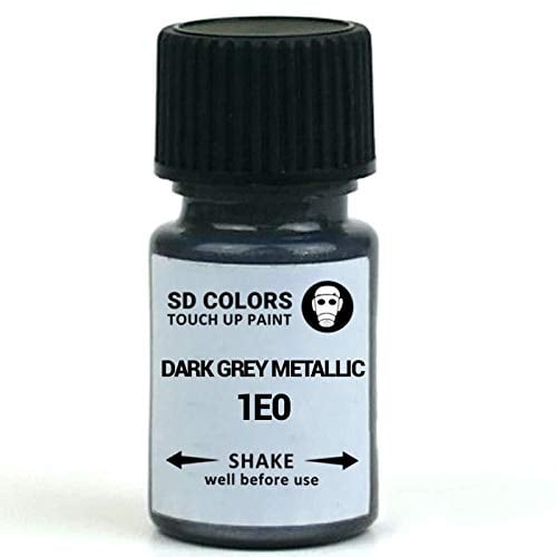 SD COLORS Pintura de retoque de color gris oscuro metálico 1E0, 15 ML, para reparación de arañazos, código de color 1E0, gris oscuro metálico (solo pinta)