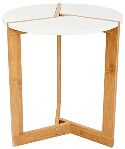 DuneDesign Nordic Style Beistelltisch - 40 x 45 cm Holz Tisch Rund - Couchtisch Nachttisch Weiß
