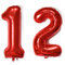 Luftballons Zahl 12, Zahl ballon 12 rot Luftballons 12. Geburtstag deko Mädchen Folienballon 12 Zahlballons 12 rot XXXL 40 Riese Aufblasbar Helium Ballon 12 jahre Geburtstag Deko Mädchen rot (12)