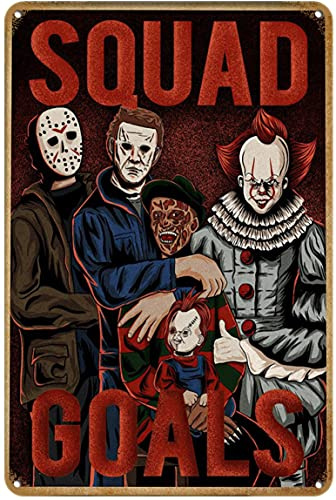 Retro Metal Tin Sign Classic Horror Movie Characters Poster, Horror Fan Art, Halloween Wall Art, Scary Movie Art Vintage Wall Decor for Home,Street,Bars,Restaurants,Cafes, Pubs Sign Gift 12 X 8 Inch