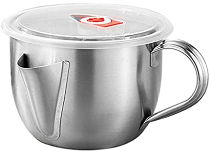 1000 ml Sauciere Fettabscheider Premium 304 Edelstahl Sauciere Suppe Fett Ölabscheider für gesundes Kochen - reduziert Fettaufnahme (Silber) (A)
