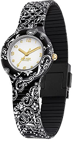 HIP HOP Bandana Time-Only Orologio Donna, Cinturino Stampato in Silicone e Cassa di 32 mm di Diametro con Quadrante Bianco