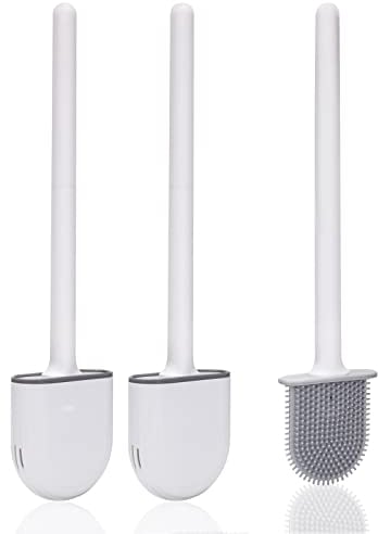 ACCEVO Klobürste Silikon,WC Bürste für Badezimmer(2 Stück),Toilettenbürste silikon für Badezimmer mit Schnell Trocknendem,Schnelle Reinigung Toilet Brush Haltersatz
