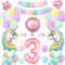 Einhorn Geburtstagsdeko 3 Jahre,Einhorn Deko Kindergeburtstag Set Pastell mit Große Zahl 3 Folienballon,2 Riesige Einhorn Luftballons,Happy Birthday Banner für mädchen Geburtstags Dekoration
