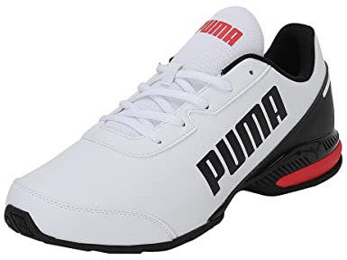 PUMA Unisex Equate Sl Stra en Laufschuh, Puma White Puma Black High Risk Red, 40.5 EU