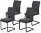 Hela Tische, 4er Set Esszimmerstuhl Schwingstuhl Linn, Webstoff+Mikrofaser Anthrazit, Vierkantgestell Schwarz, 140kg belastbar