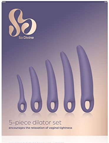 So Divine 5 Piece Dilator kit – 5 Progressive Sized dilators to Ease Vaginal Tightness – Medical Grade Silicone – Purple – Discreet delivery