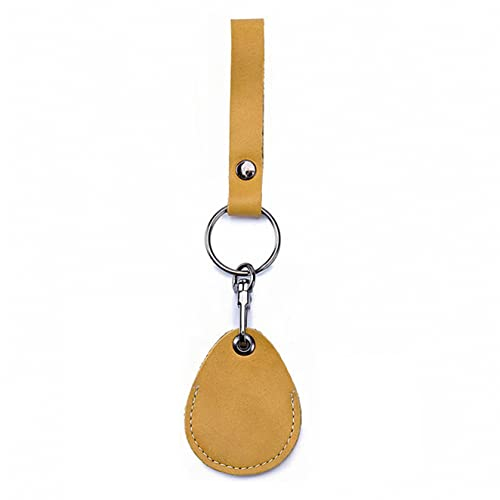 Airtag Schlüsselanhänger, Airtag Anhänger, Airtag Hülle kompatibel mit Apple Airtag Anhänger, Airtag Halter, Airtag Case - Leder - Set (Yellow)