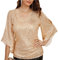 Damen Elegant Bluse Langarm Loose Fit Rundhals Freizeit Netzoberteil Sommer Tops Oberteile Sekt Pailletten XL 2151