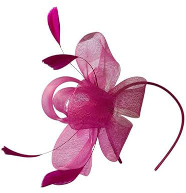 Hotstylezone Large Feather Looped Headband Fascinator Ladies Day Wedding 1893 (fuchsia)