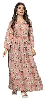 C & S Robe d'été bohème à manches longues pour femme 100 % soie parfaite pour l'été et les événements sepciaux Tailles S, M, L, XL, Rose poudré-2, L-XL
