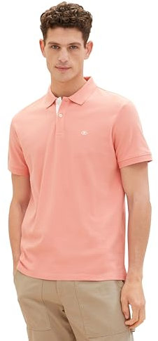 TOM TAILOR 1031006 Polo piqué Basique Homme, 12642 - Hazy Coral Rose, S
