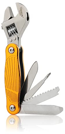 Hoteche 312006 MultiTool 7-in-1 Multifunktions-Aluminiumgriff Einstellbarer Schraubenschlüssel mit Edelstahlfeile,besonderes Geschenk für Männer,Säge, Schraubendreher, Flaschenöffner, Taschenmesser