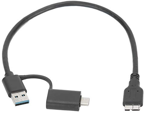 Lazmin112 32-cm-Datenübertragungskabel, USB3.0 zu Micro-USB 3.0 2-in-1-PVC-Leitung, Verwendet für Festplatten, Drucker, Netzwerk-Hubs