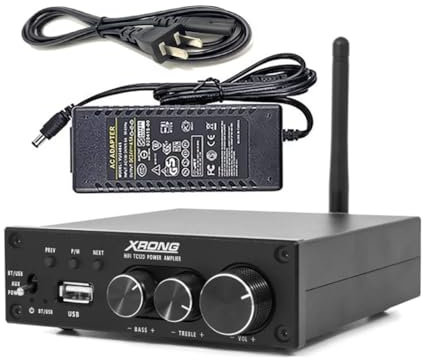 XRONG TC12D Bluetooth 5.2 Stereo Audio Receiver Amplifier 2.1 CH Mini Hi-Fi Class D TDA7498E Integrated Amp 320 Watts U-Disk Player for Home Passive Speakers Powered Subwoofer with Power Supply