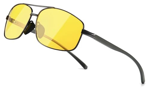 SUNGAIT Night Driving Glasses for Men Glare Reducing HD Night Vision Glasses Polarized Trendy Designer SGT458YS-QKHP