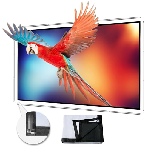 Yandood Foldable Projector Screen 100/120 inch with Combined Pole Frame 16:9 HD 4K Anti-Crease Black Backing Silver Portable Projection Screen (70 inch)