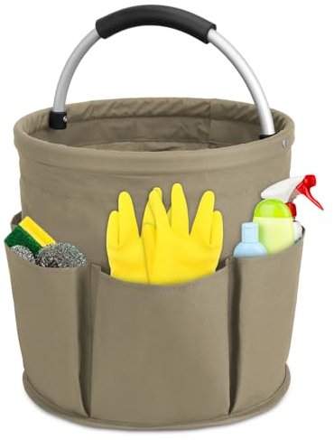 Partideal Tool Bag with Handle, 17 liters Bucket Tool Organizer Bag, Collapsible Garden Small Tools Bag, Portable Multi Cleaning Organiser Caddy, Multi pocket Craft Caddy Universal
