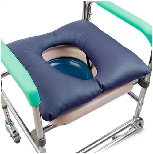 BLUEZY Toilet Chair Anti-Bedsore Cushions, PU Shower Chair Seat Pad Thick Cotton Soft Pad for Bedside Commode Seat Toilet Chair Bedside Commode Cushion, Anti-Bedsore Wheelchair Pad B