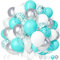 Unisun Palloncini Blu Bianco, 50Pezzi Blu Teal Turchese Argento Metallico Confetti Palloncino Ragazzo Uomini Compleanno Anniversario Matrimonio Fidanzamento Addio Nubilato Laurea Valentino Decorazione