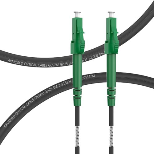 FLYPROFiber 5m Gepanzerte Glasfaserkabel LC/APC auf LC/APC, LWL Patchkabel Simplex Singlemode 9/125μm OS2 Patchkabel, Schwarz