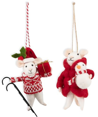 Trimits Needle Felting Mice Kit – Christmas Tree Decorations for Kids & Adults, Complete Craft Kit with Instructions, Wool Felt Set for Beginners, Homemade Gifts & DIY Baubles Embellishments