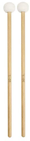 Lot de 2 baguettes de timbales à tête en feutre avec poignée en bois