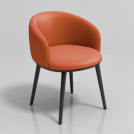 WIGSELBL Schminkstuhl, moderner Akzent, Esszimmerstuhl, Küchenstuhl, Schreibtischstuhl für Wohnzimmer, Esszimmer, Ledersessel mit gepolstertem Sitz und Metallbeinen, Orange