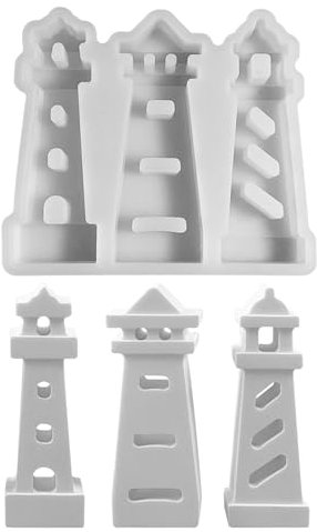 Silikonformen Gießformen Häuser, Silikonform Weihnachten, 3 Stück Silikonform Leuchtturm, Gießform Weihnachten, Silikonformen Weihnachten, Gießform Leuchtturm für DIY Handwerk (R)