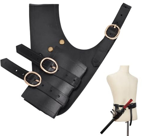 nbeads Mittelalterliches Schwert Frosch Holster, Lederschwert Holster für Gürtel Rechte Hand Schwertscheide PU Leder Schwerthalterung für Dolch Ritter Piraten Cosplay Kostüm, Schwarz