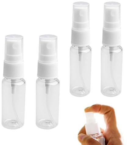 Lot de 4 petits vaporisateurs de 20 ml – Mini vaporisateurs avec pulvérisateur à brume fine et bouchons à rabat étanches | Bouteilles de voyage en PET transparent pour articles de toilette, soins de